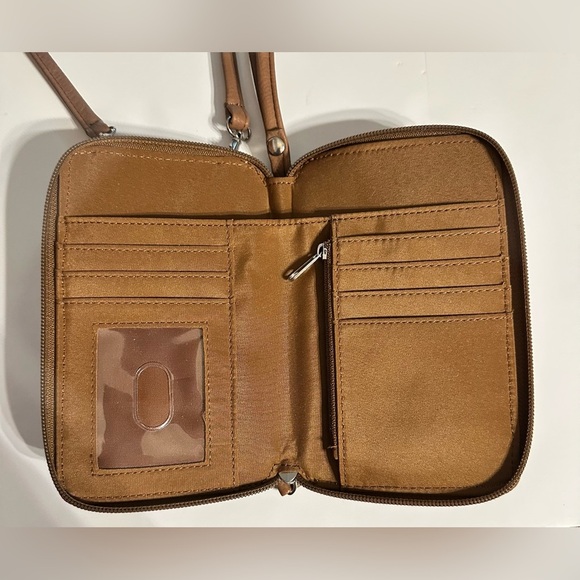 Mundi RFID Vegan Leather Crossbody Wallet With Phone Pocket Brown Sugar - Picture 7 of 13